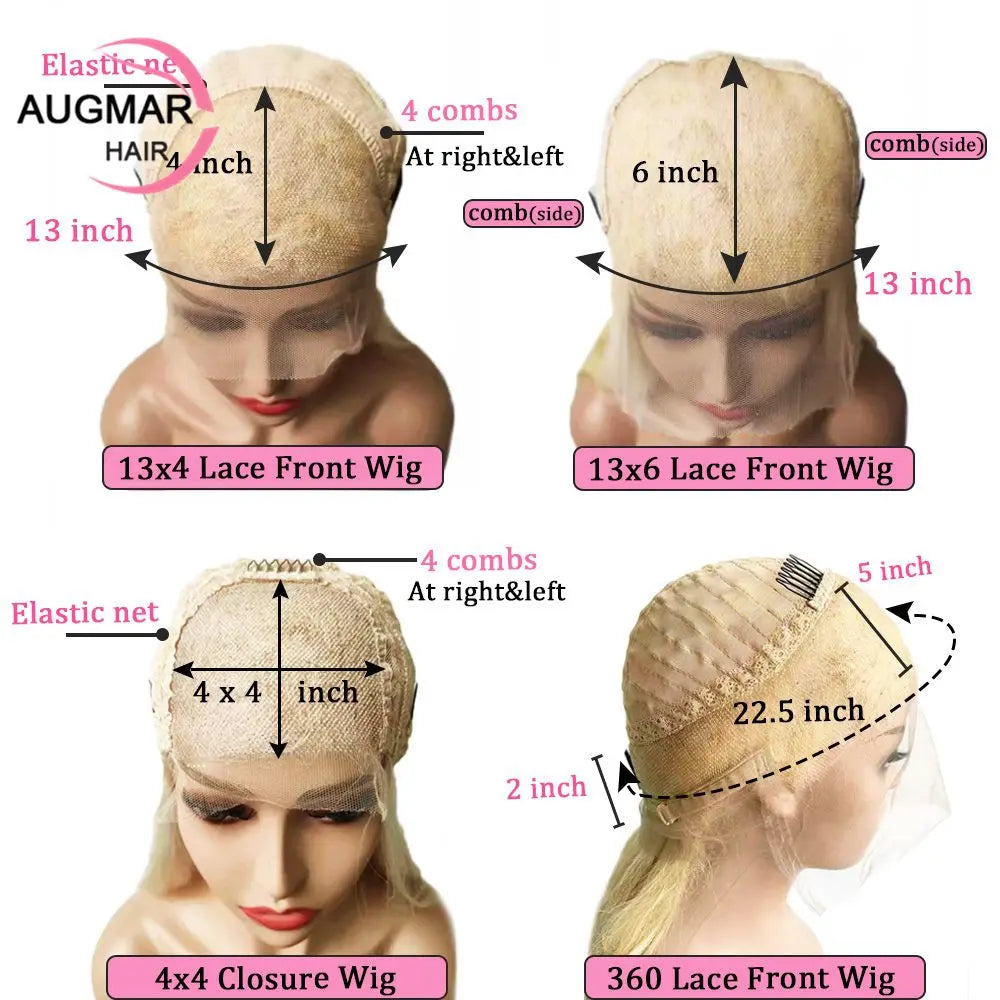 Ash Blonde Bob Highlight Wig Human Hair 360