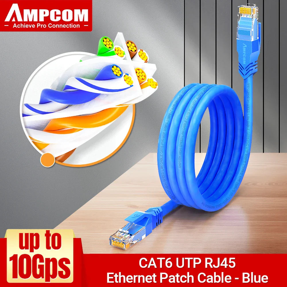 AMPCOM RJ45 Ethernet Cable, Cat6 Lan Cable (24AWG)