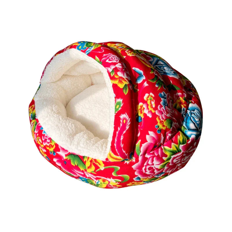 Washable Cozy Plush Pet Bed Winter Warm Flower