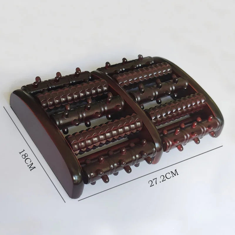 Wooden Foot Massage Roller Big Five-row Wooden Foot