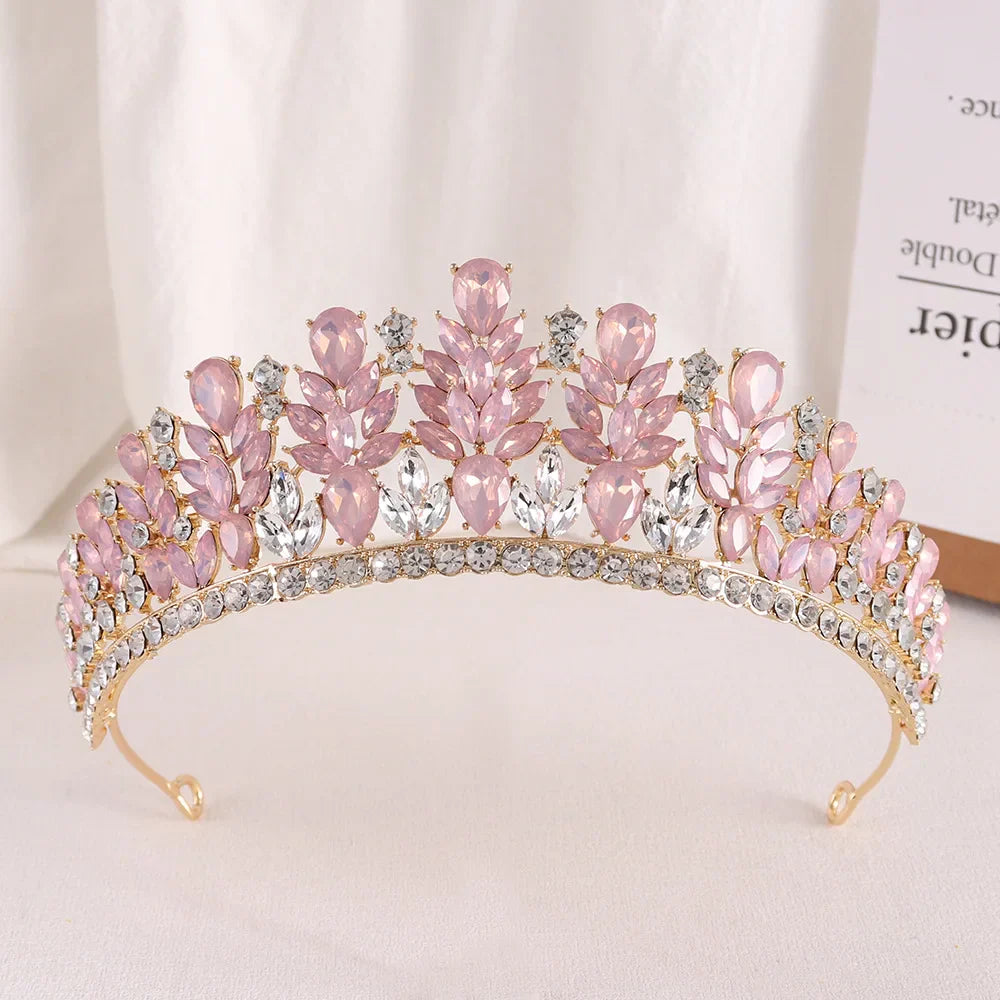Baroque Green Opal Wedding Headband Crystal Bridal Crowns