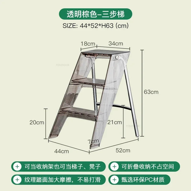 Modern Home Folding Ladder Transparent Acrylic Step Ladders