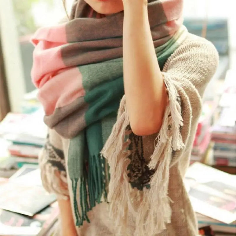 Winter Female Lattice Imitation Cashmere Scarf Autumn And
