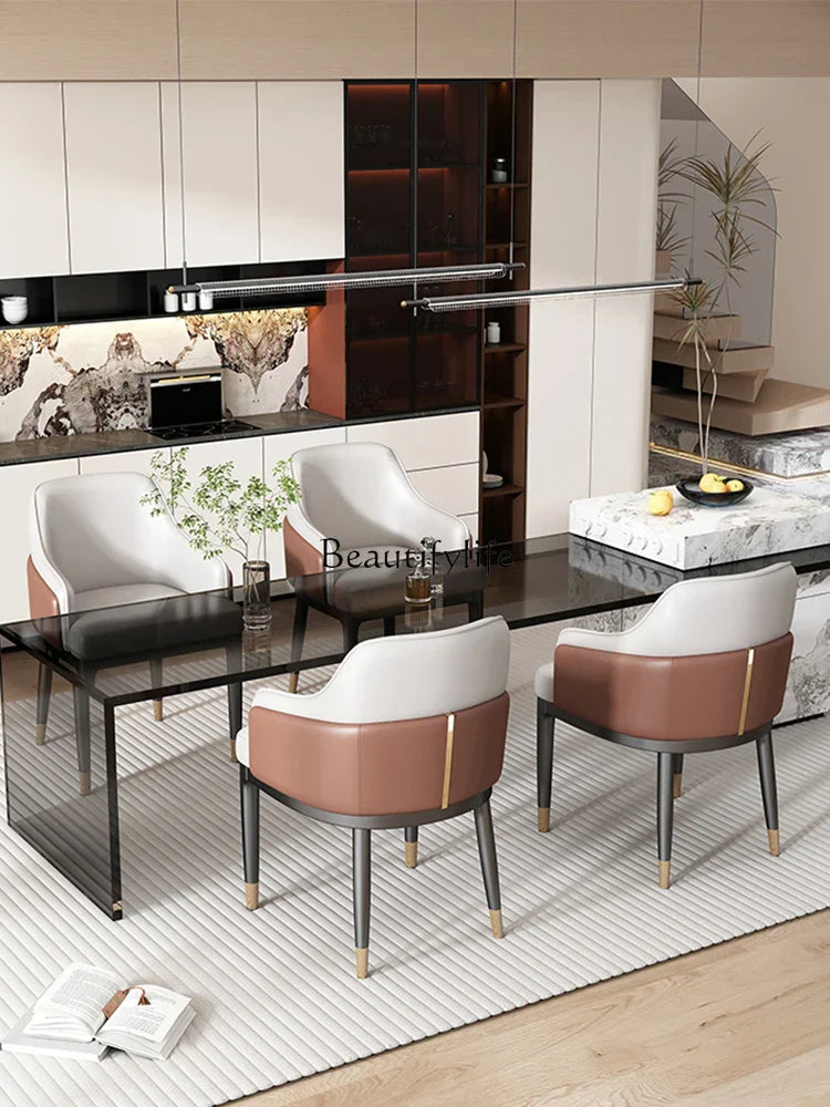 Light Luxury Ecological Leather Dining Table and Chair