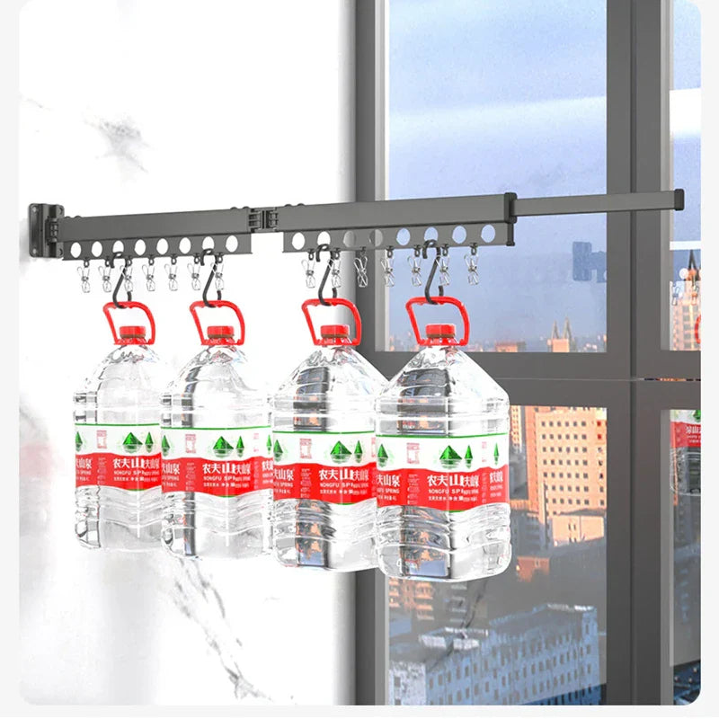 Extendable Clothesline Retractable Clothes Hanger Rack Folding Wall