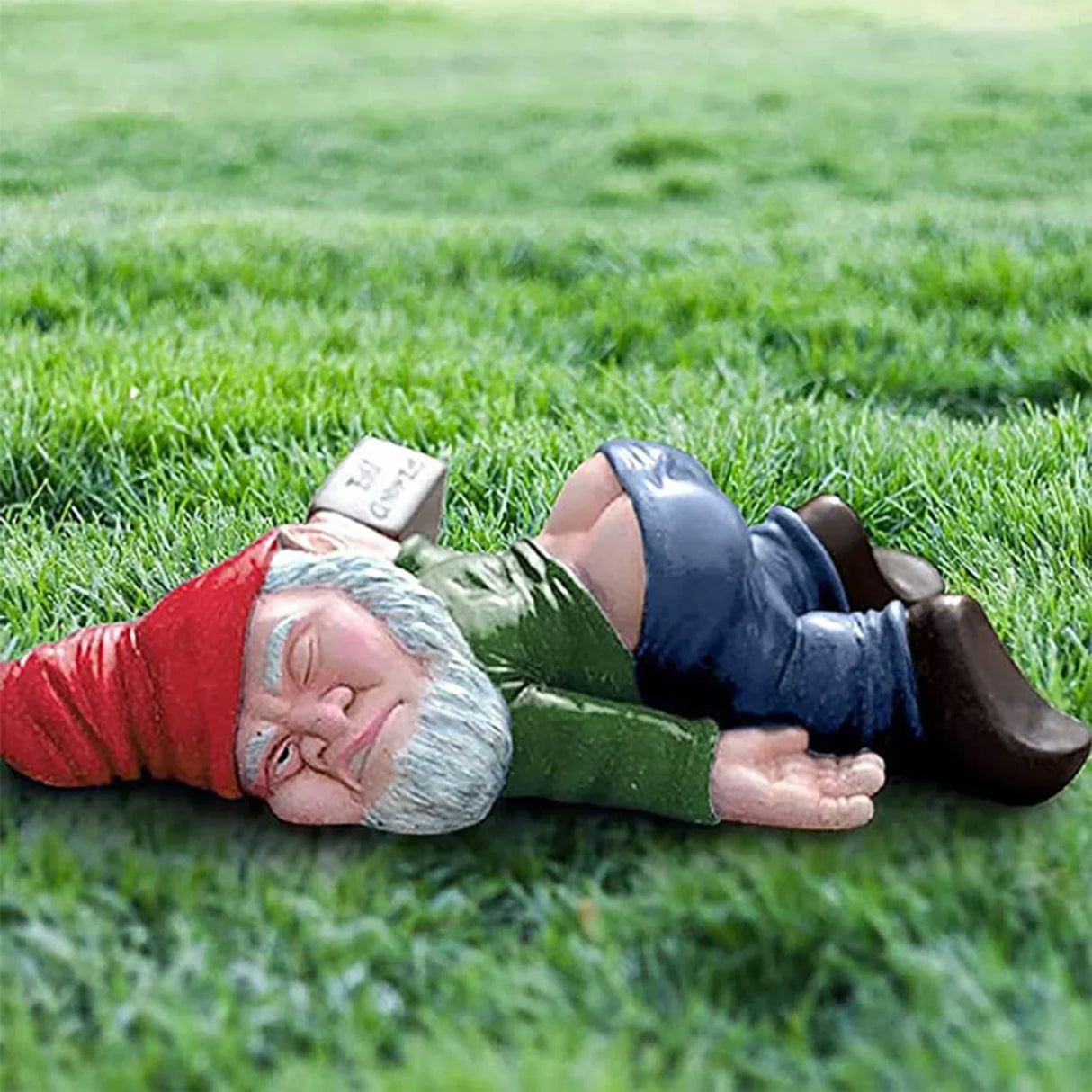 12cm Blue Red Dwarf lying Drunk Gnome Statues