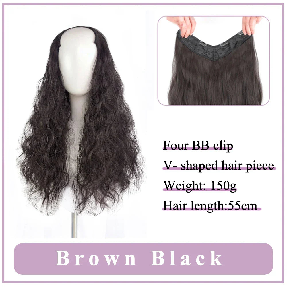 WEILAI Women's V-Shaped Long Hair Extension Synthetic Wig