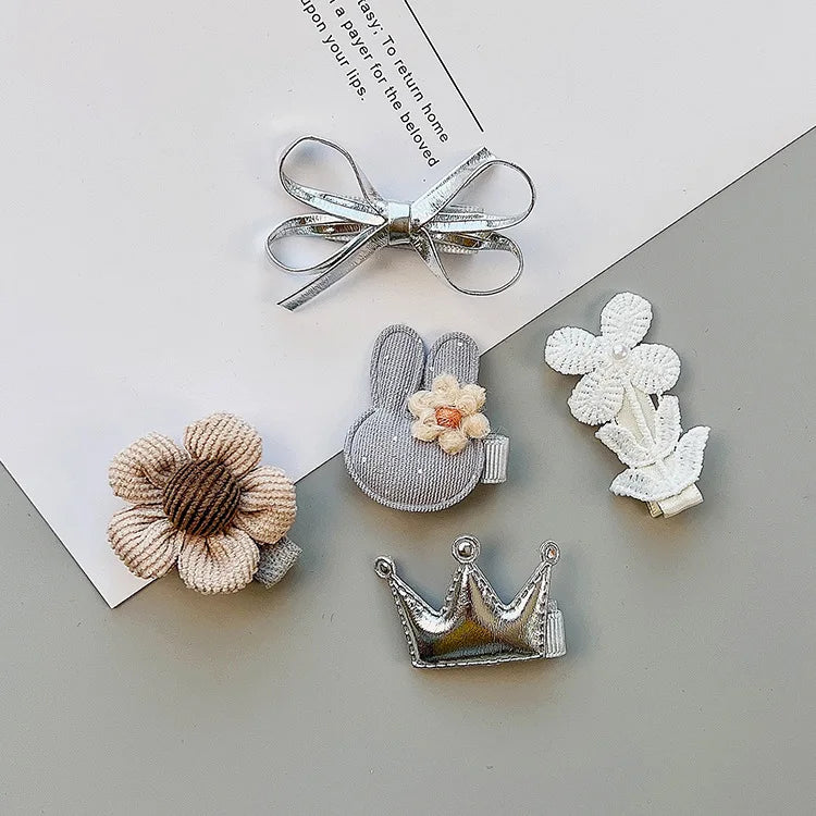 New cute bear girls hair bows 5pcs children