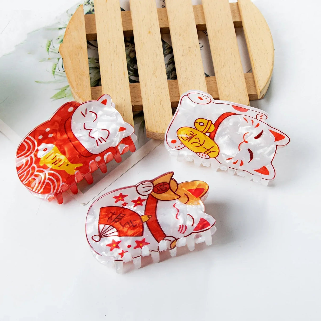 Muweordy New Fortune Cat Hair Clips Cartoon Claw