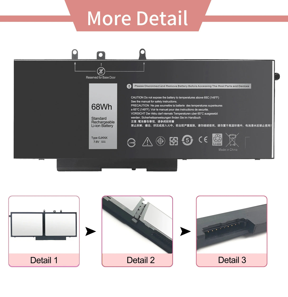 GJKNX Laptop Battery for Dell Latitude 5480 5580