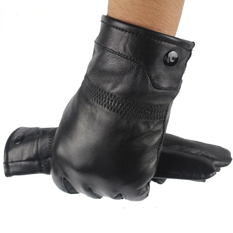 Sheepskin Genuine Leather Men's Gloves Fashion Driving Riding