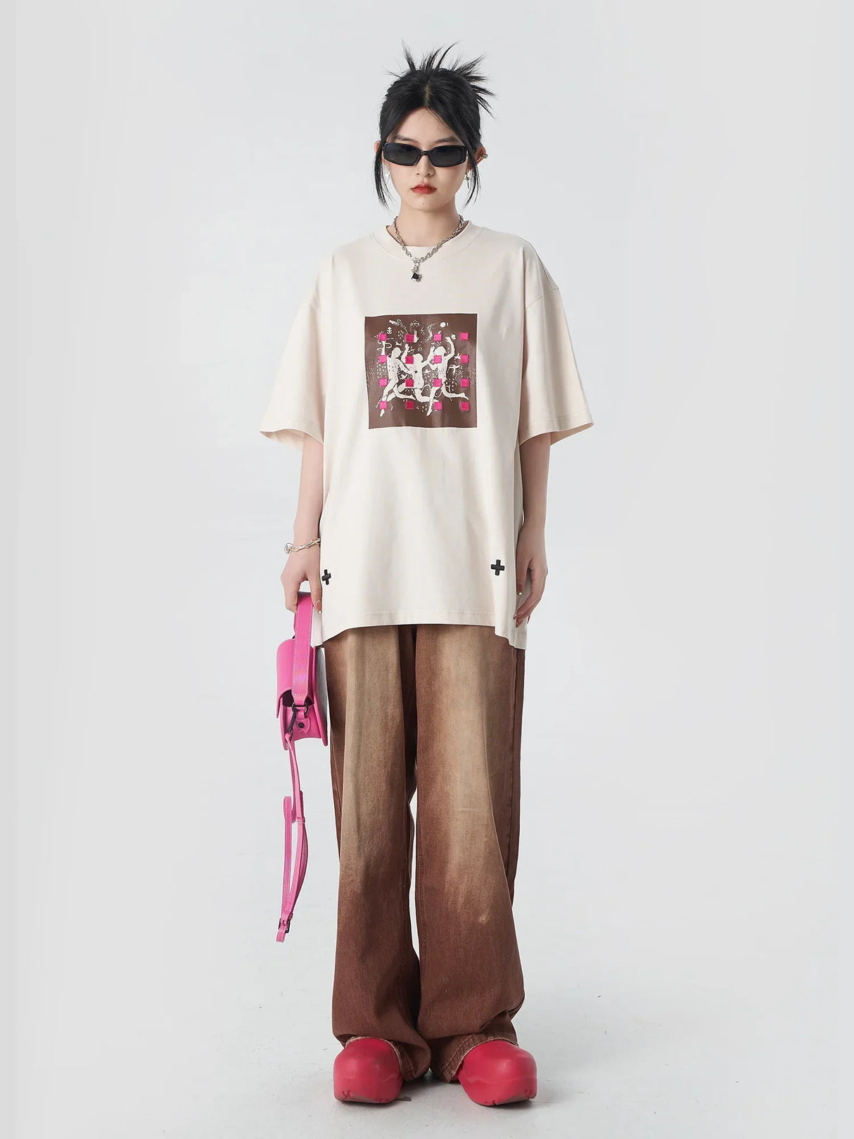 NSTNEW START Brown Washed Distressed Pants New Basic