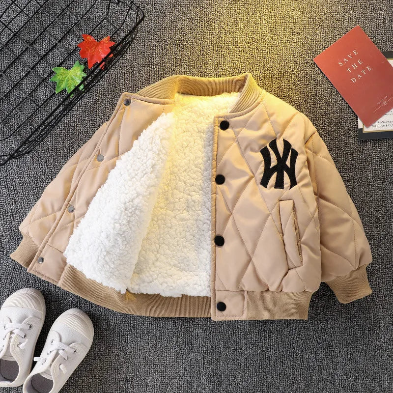 Autumn Winter Baby Boys Thickened Plush Jacket Coats