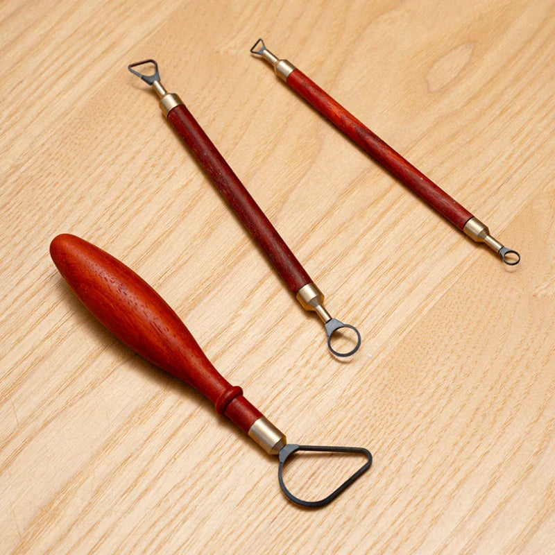 Tungsten Steel Ring-shaped Double-head Trimming Scraper Wooden Handle