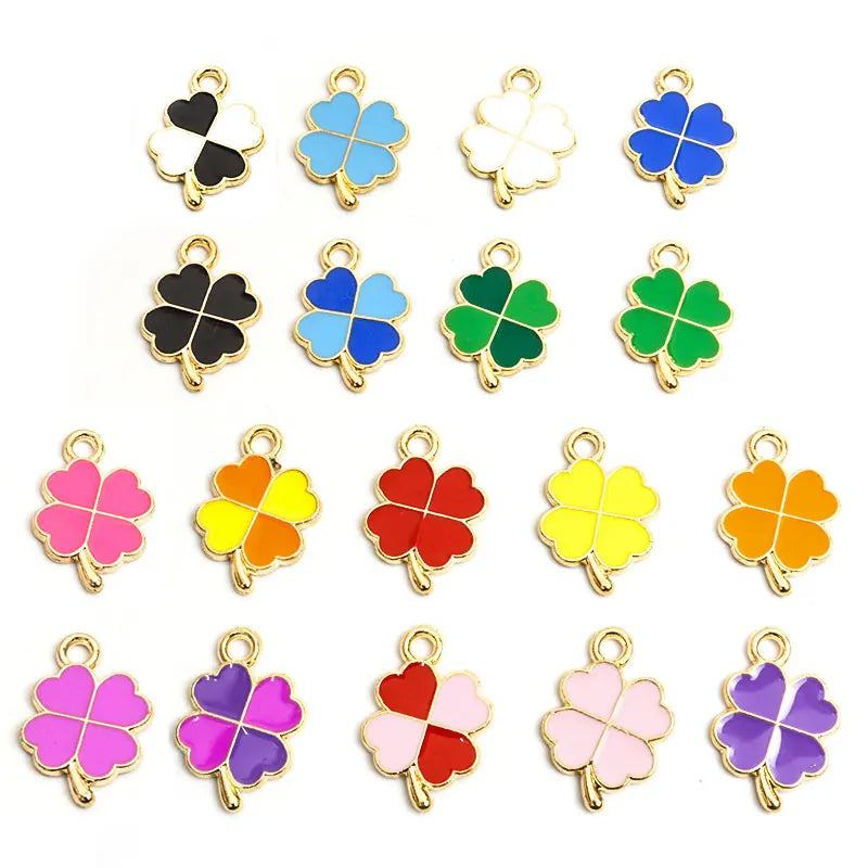 Dopamine Fourleaf Clover Enamel Charms 20pcs DIY Necklace
