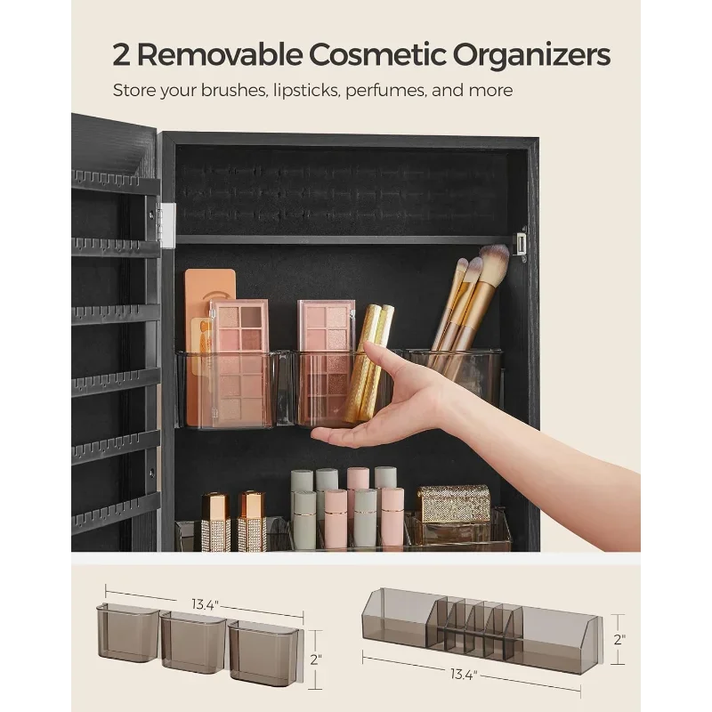 SONGMICS Mirror Jewelry Cabinet Armoire, Wall or Door
