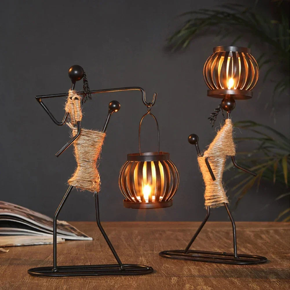 Nordic Metal Candlestick Abstract Character Sculpture Candle Holder