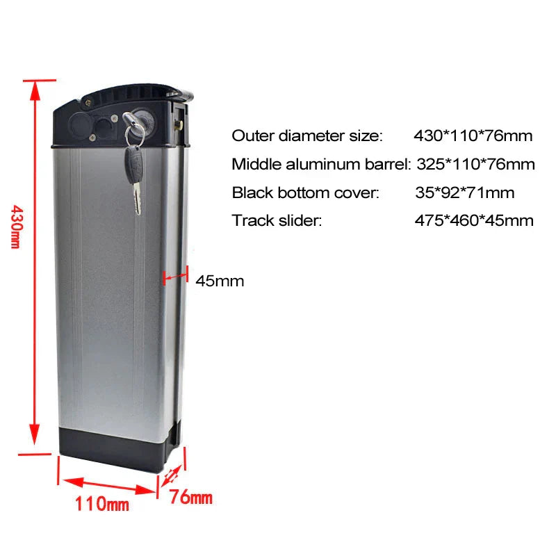 Aluminum Alloy Battery Box for Electric Bike 36V/48V