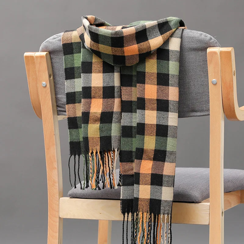 Luxury Brand Plaid Winter Men Scarf Warm Cashmere