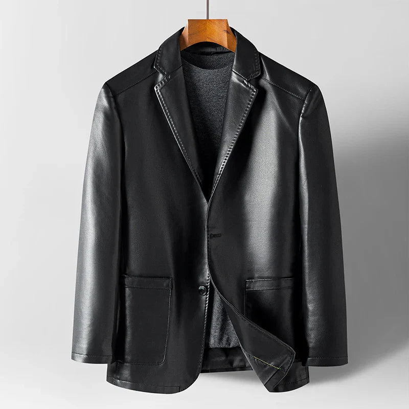 Luxury Leather Jacket Men's Suit Leather Coat Autumn