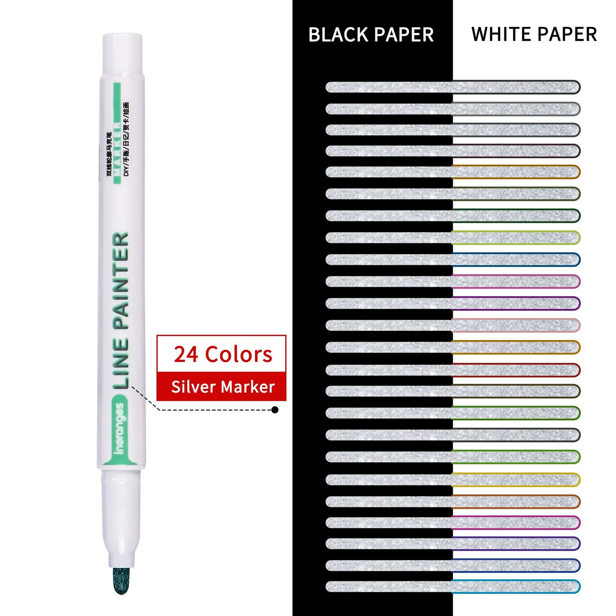 8/9/12/24 Highlighter Color Double Line Contour Pens Contour