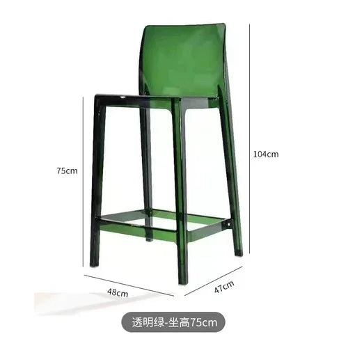 Nordic Acrylic Transparent Bar Chairs Modern Backrest Household