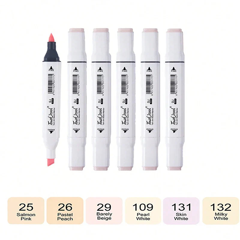 Bview Art 6/12Pcs Double-headed Color Oil Marker Pens