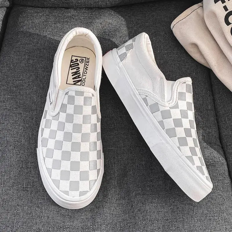 Men designer Shoes women Chessboard Casual canvas shoe Man 3M Reflective Flats Breathable Mixed Colors Loafers lovers Sneakers