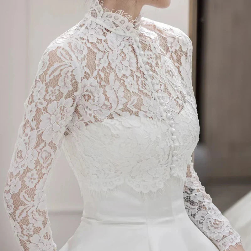 Womens Wedding Dress Capes High Neck Lace Jacket