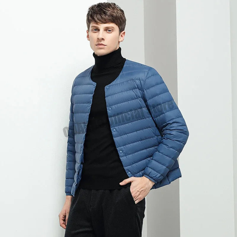 Men's Liner Duck Down Jacket O-neck Variable V-neck