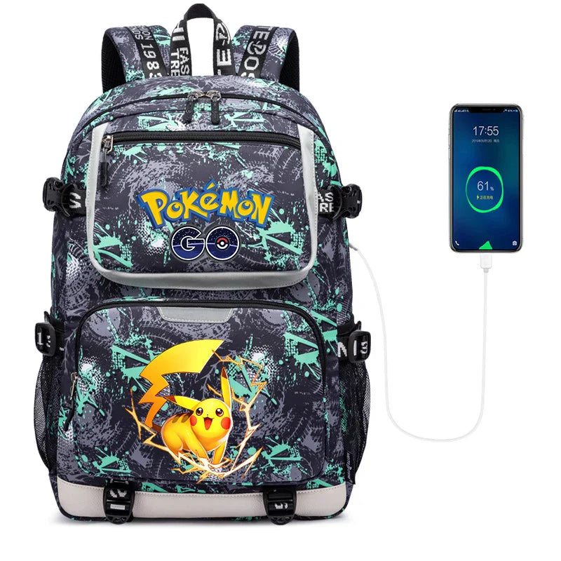 Pokemon Squirtle Cartoon School Bag USB Charging Large