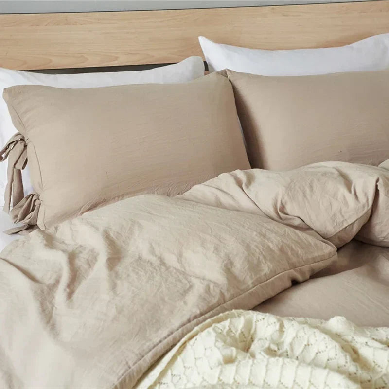 Bowknot Lace-Up Duvet Cover Set in American Sizes