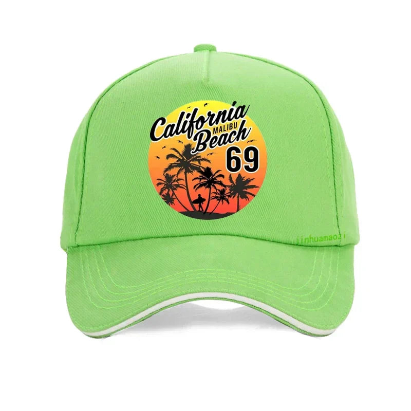 Vintage California Malibu Beach Sunhat Fashion Beach Cartoon