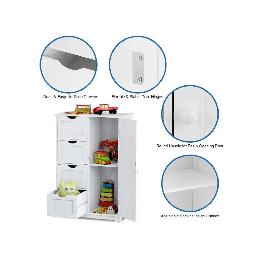 Open Cabinets Wooden 4 Drawer Bathroom Cabinet Storage