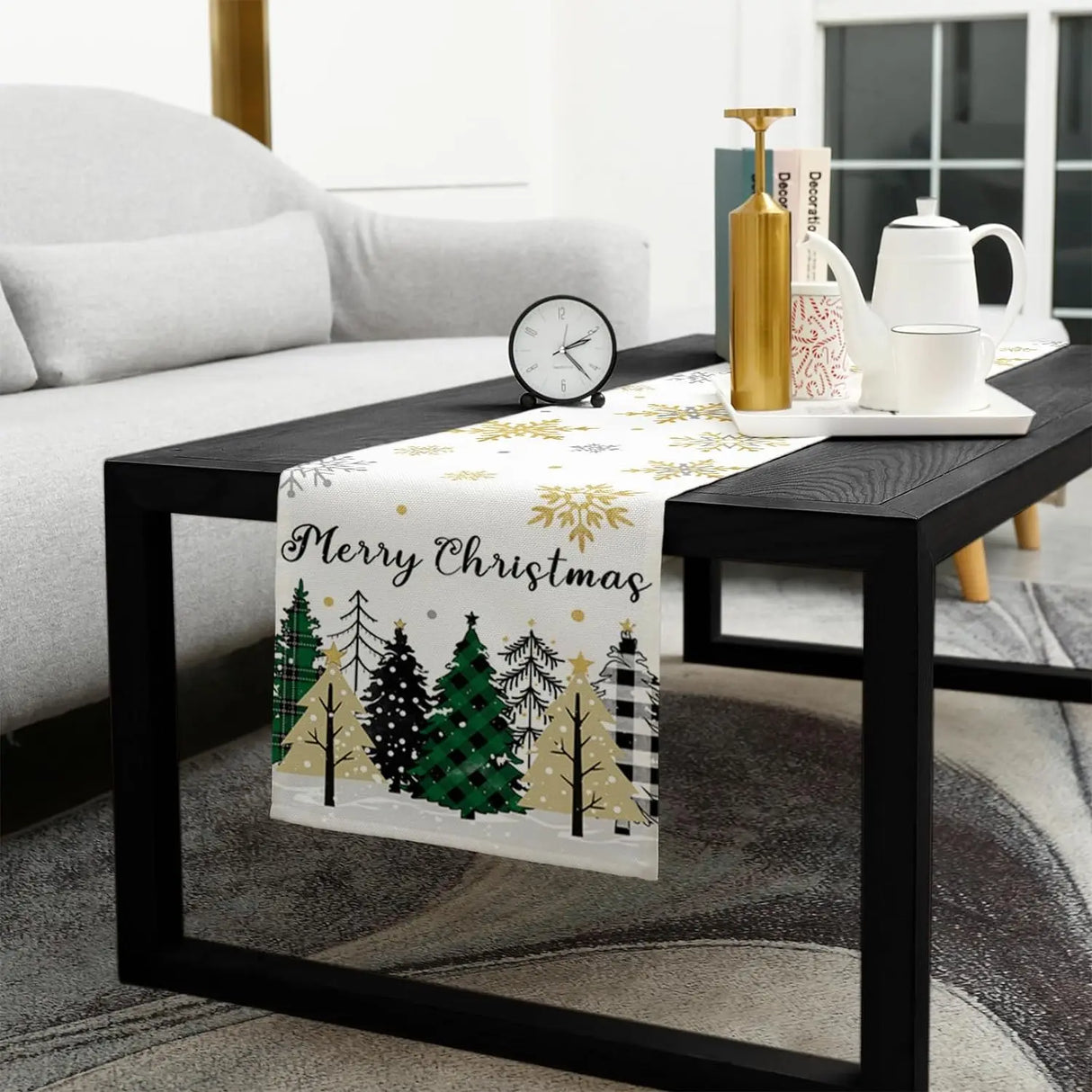 Christmas Snowflake Forest Linen Table Runners Dresser Scarves