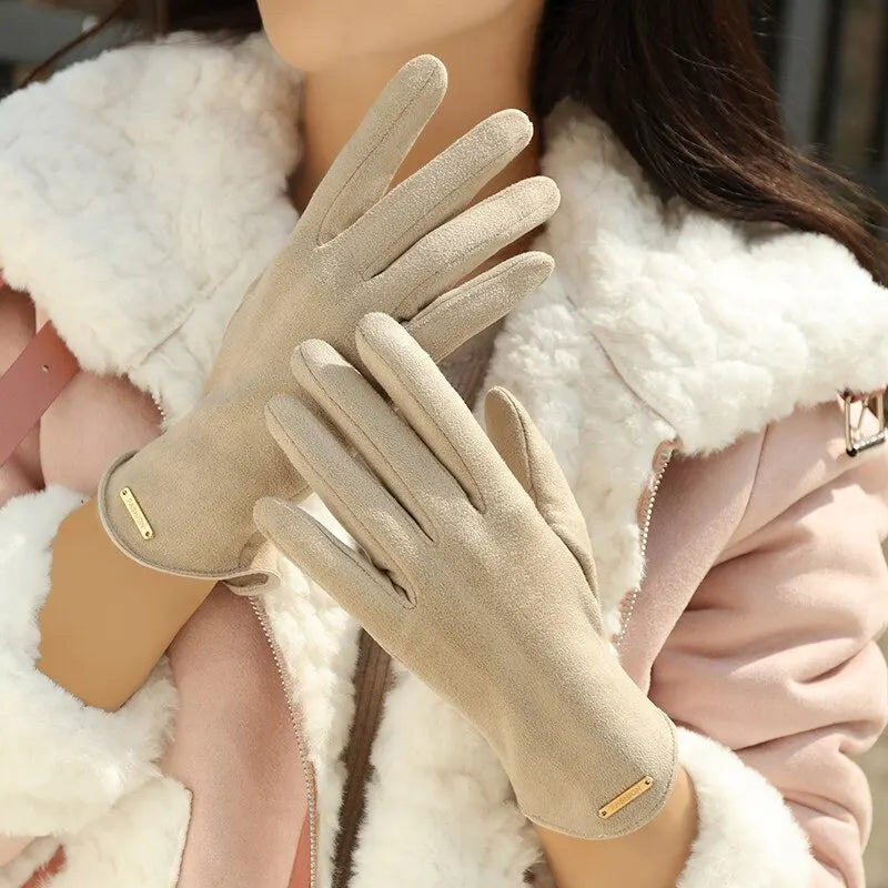 New Winter Padded Warm Gloves Cute Solid Color