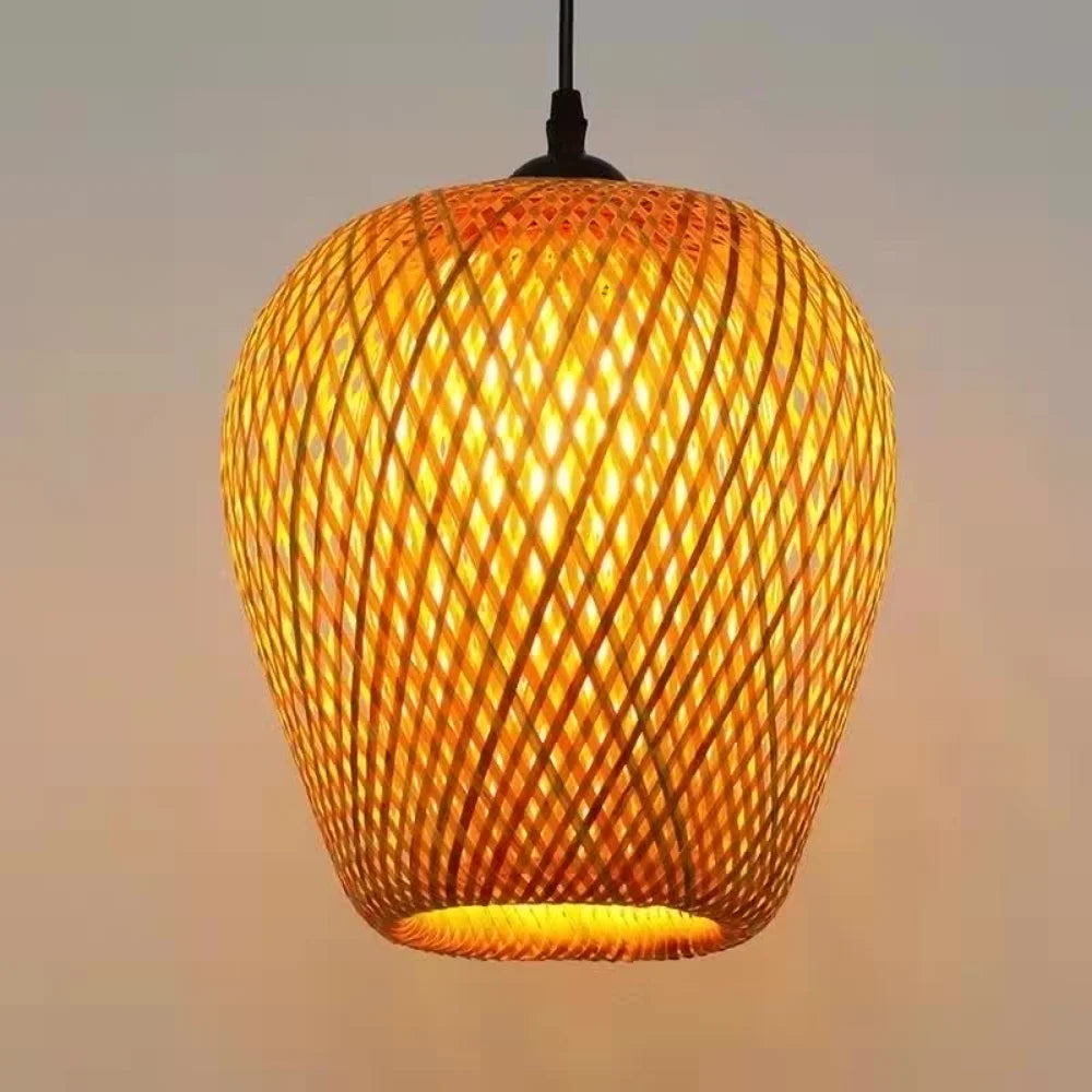 Bamboo Pendant Lamp Hand Knitted Chinese Style Weaving