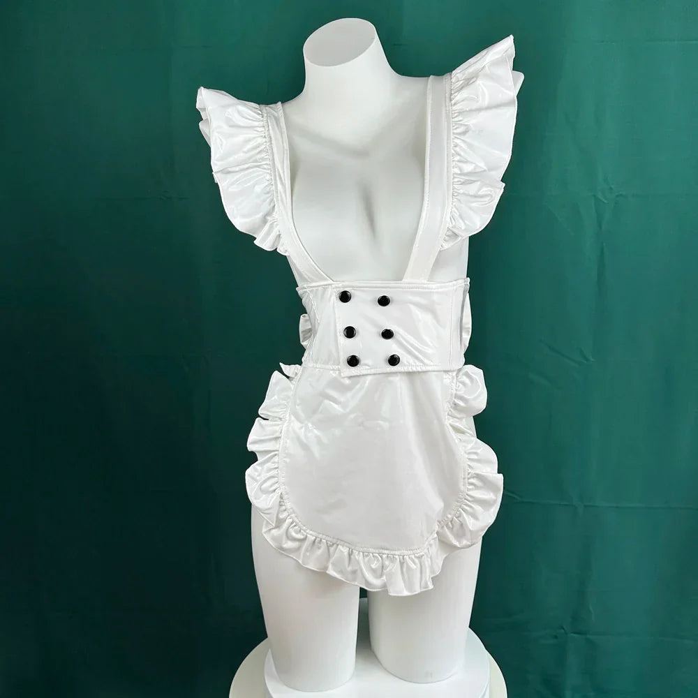 AniLV Women Anime Coffee Waiter Maid Uniform White
