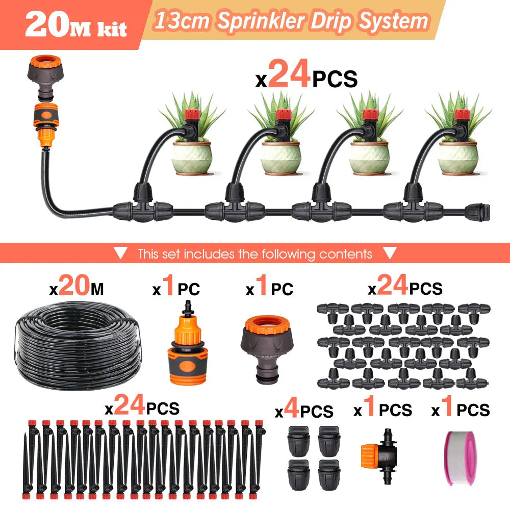 50-5M Garden Drip Irrigation System with Pump & Sprinklers