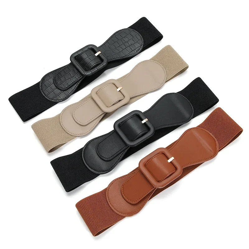 Women's Fashion Wide Belt Square Pin Buckle Imitation