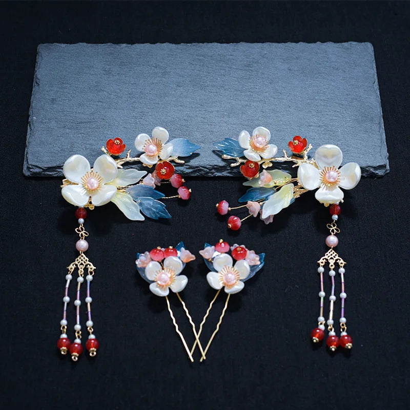 Chinese Hanfu Hair Accessories Set Long Fringed Vintage