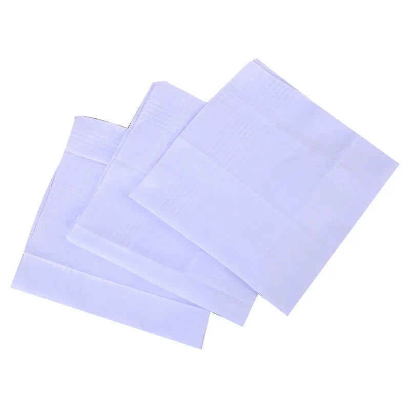 1pcs Mens White Handkerchiefs 100% Cotton Square Super