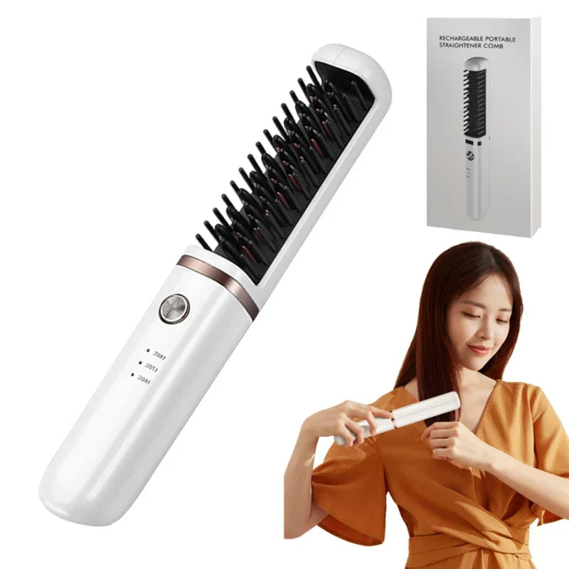 Cordless Hair Hot Air Brush Comb Salon Negative