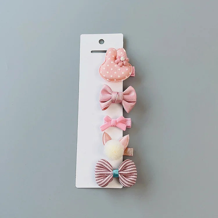 New cute bear girls hair bows 5pcs children