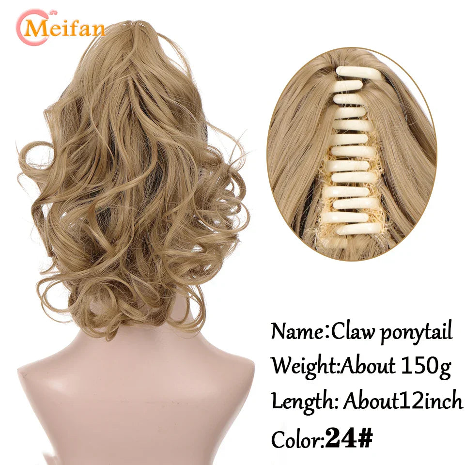 MEIFAN Long Synthetic Wavy Clip in Hair Ponytail