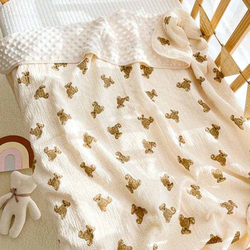 3D Minky Dot Baby Blanket Newborn Cotton Gauze
