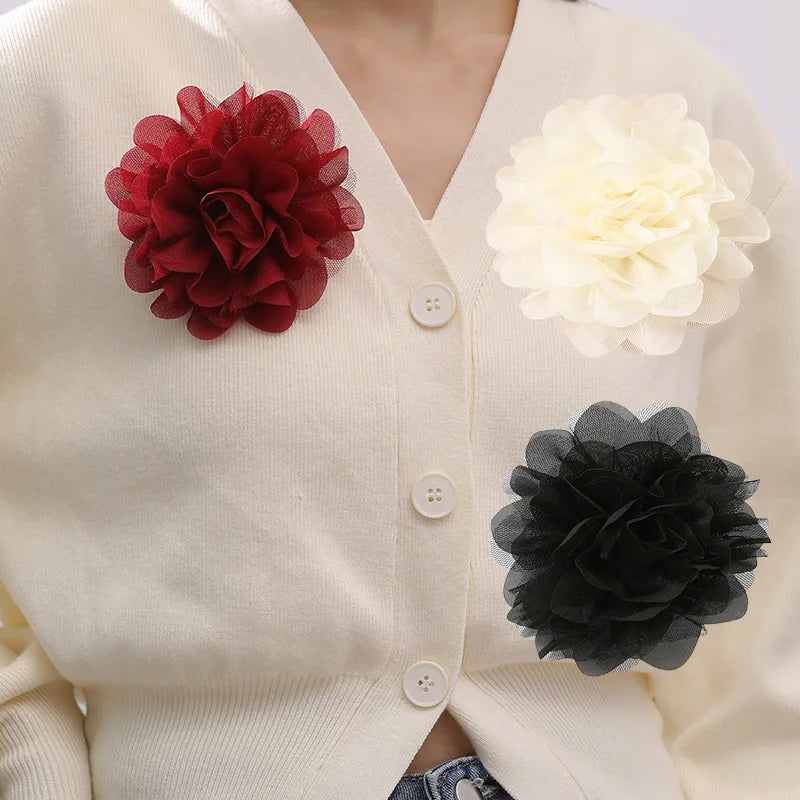 Brooch New Red Bridal Brooches Big Flower Women's