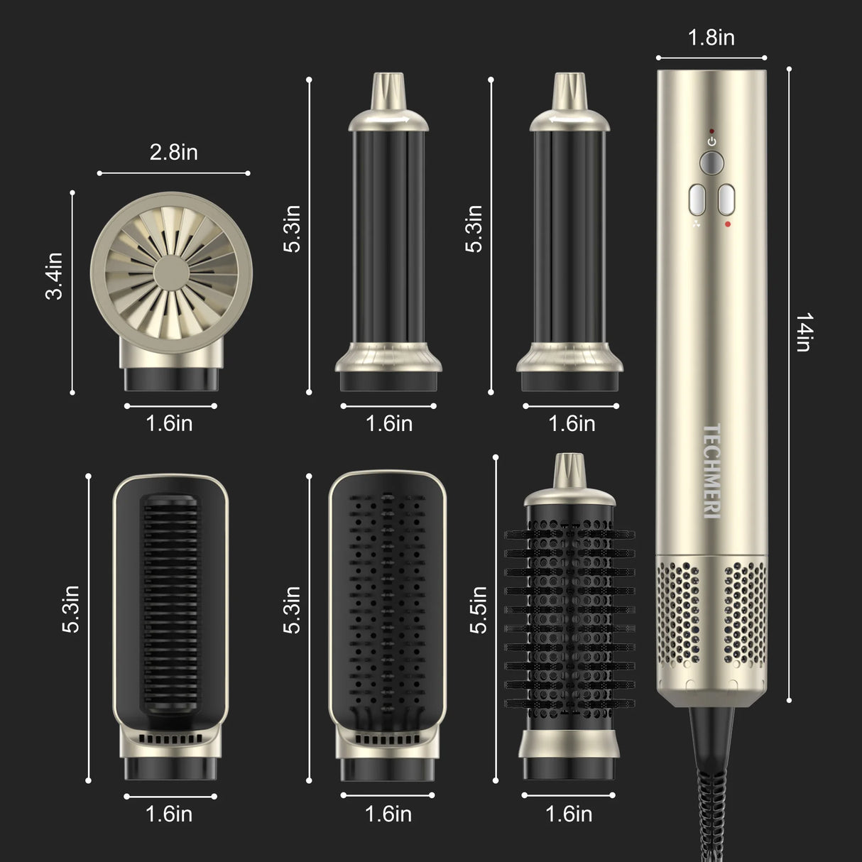 Negative Ion Hair Dryer 6-in-1 Portable Hair Straightener