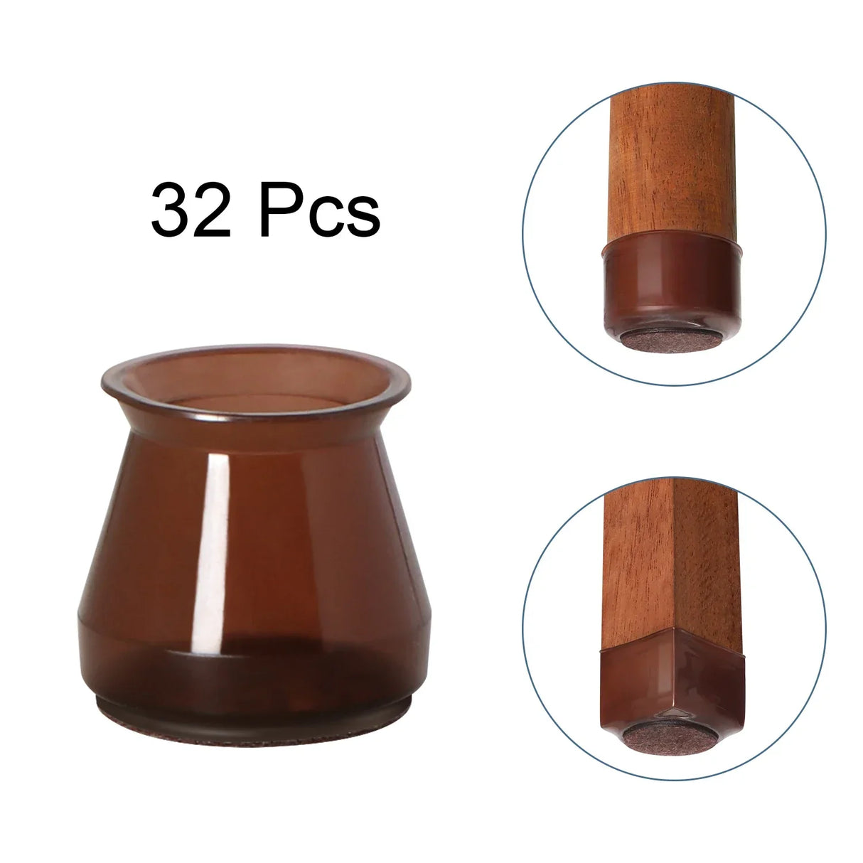 32Pcs Small Silicone Chair Leg Covers w/ Felt