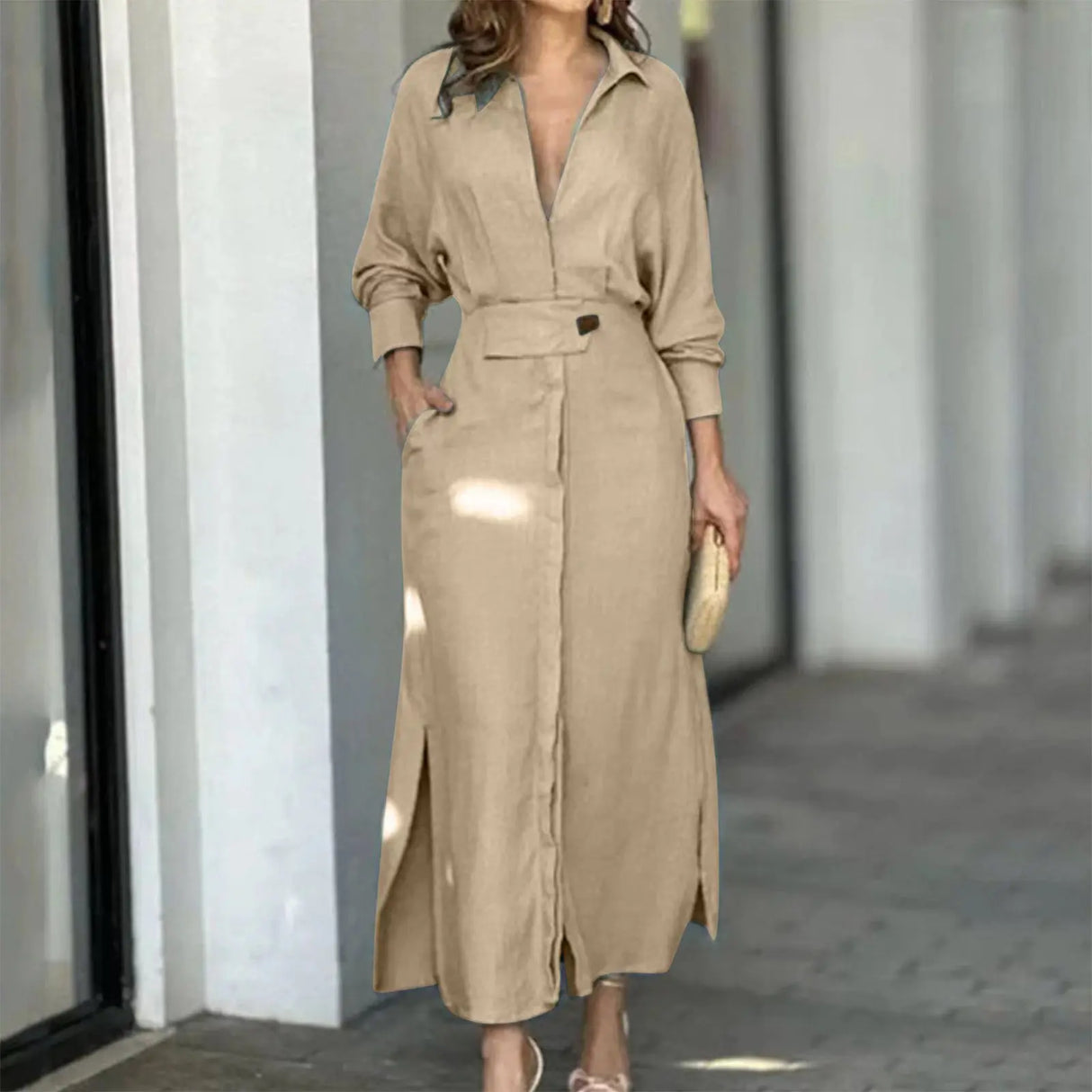 2023 Autumn Plus Size Women Dress Solid Casual